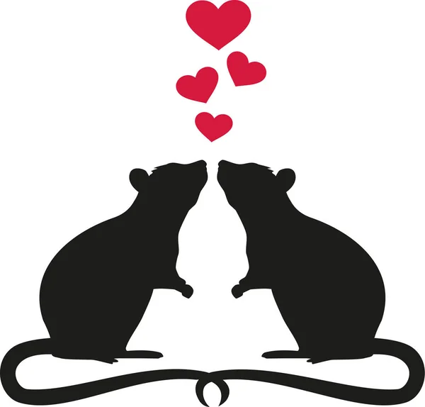 Dos ratas enamoradas — Archivo Imágenes Vectoriales