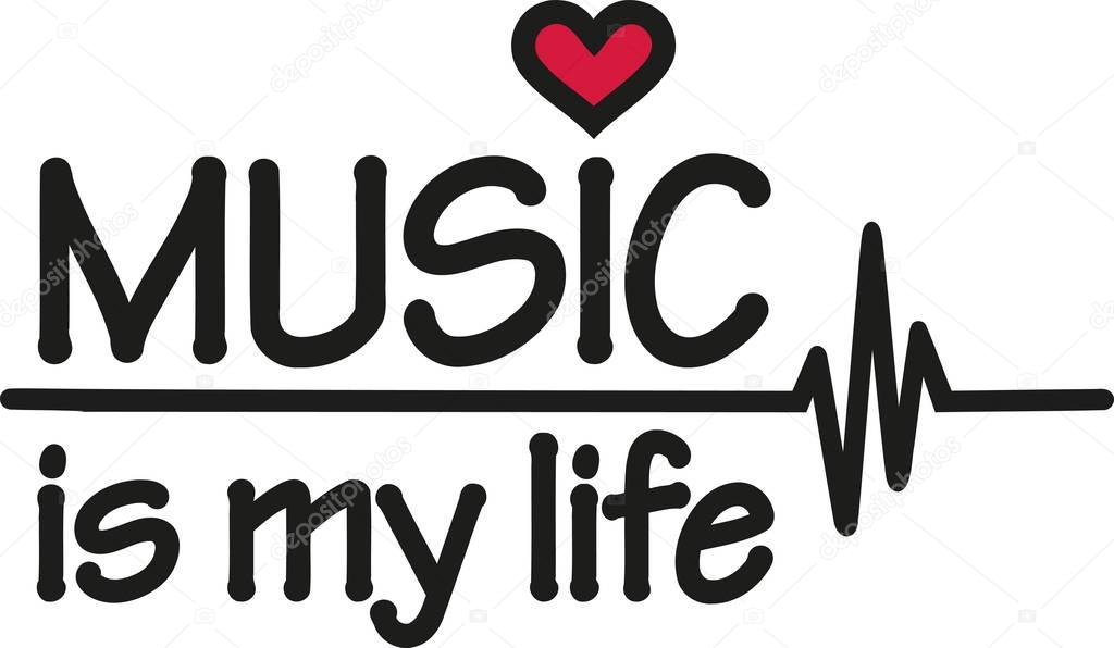 Music is my life with heartbeat — Stock Vector © miceking 139293686