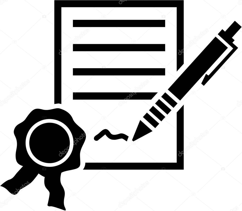 Notary. Document with seal and pencil