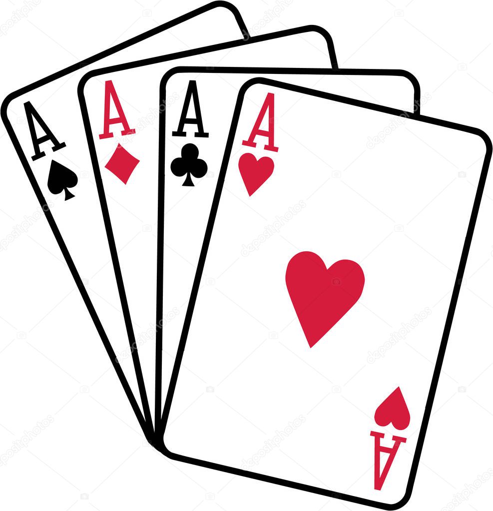 Four aces playing cards spades hearts diamonds clubs