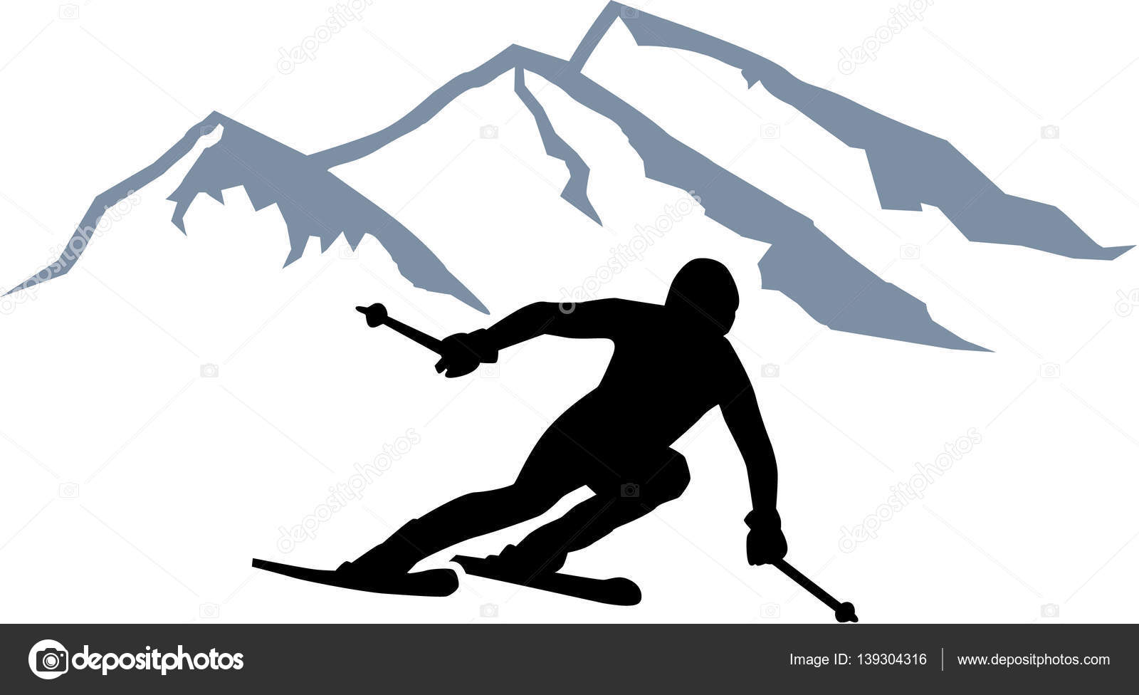 Skifahrer Silhouette Berge Stock-Vektorgrafik von ©miceking 139304316