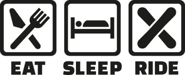 Snowboard yemek uyku binmek