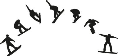 Snowboard siluetleri atlama satırı