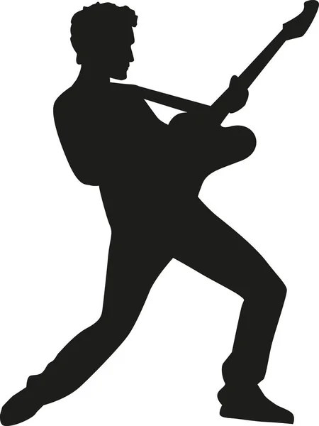 Rockstar-Silhouette mit E-Gitarre — Stockvektor