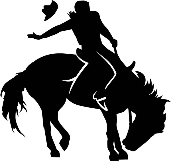 Rodeo riding silhouette — Stock Vector