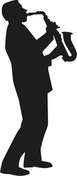 Saxofon hráč silueta — Stockový vektor