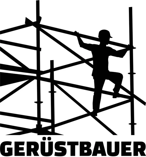 Scaffolder no quadro com o título do trabalho alemão —  Vetores de Stock