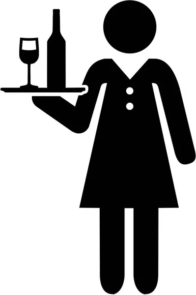 Pictogramme de serveuse avec vin — Image vectorielle