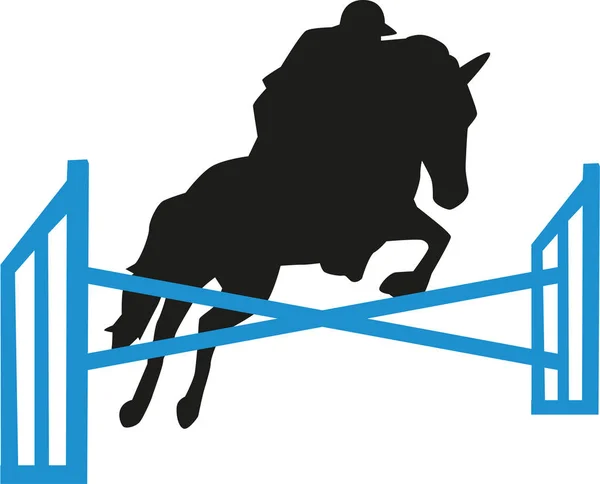 Springconcours obstakels paard en ruiter — Stockvector
