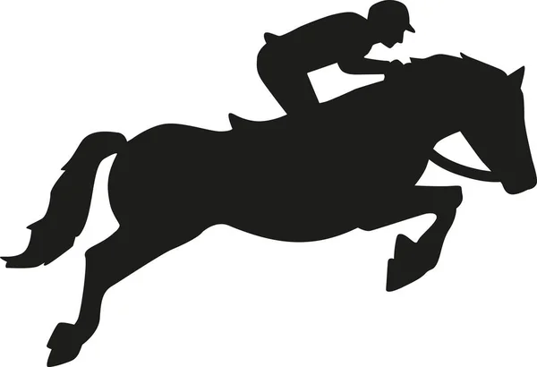 Mostrar cavalo saltando com cavaleiro — Vetor de Stock