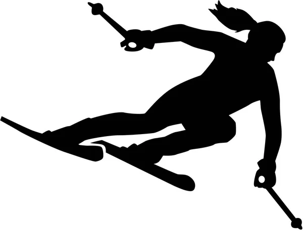 Vrouw skiër silhouet — Stockvector