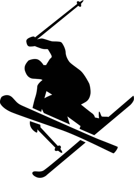 スキー フリー スタイル シルエット — ストックベクタ