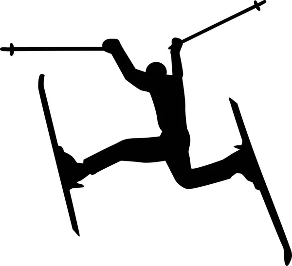 Šílený lyžař silueta — Stockový vektor
