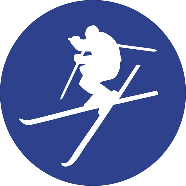 Ski Freestyle blauwe cirkel — Stockvector