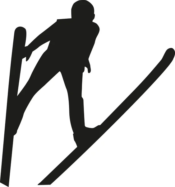 Ski jumper siluet - Stok Vektor