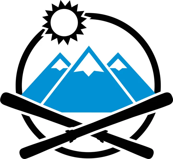 Sci attraversato Emblem Mountains — Vettoriale Stock