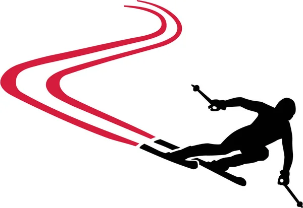 Kayak Çalıştır ile kırmızı iz — Stok Vektör