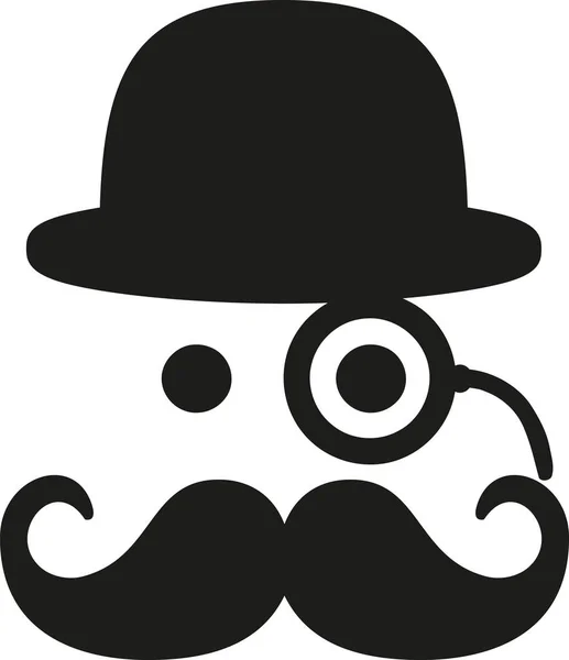 Moustache avec monocle oculaire et melon — Image vectorielle