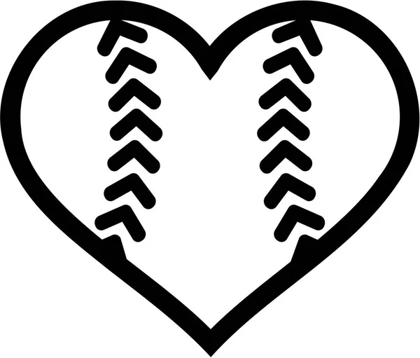 Softball labda szív — Stock Vector