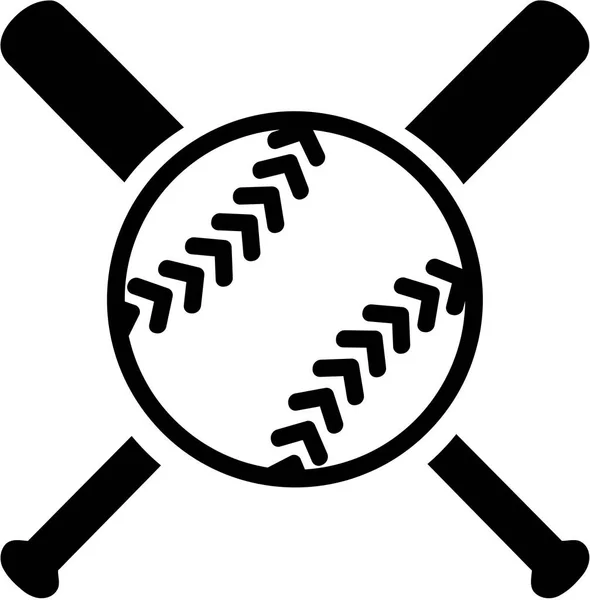 Softball mit gekreuzten Schlägern — Stockvektor