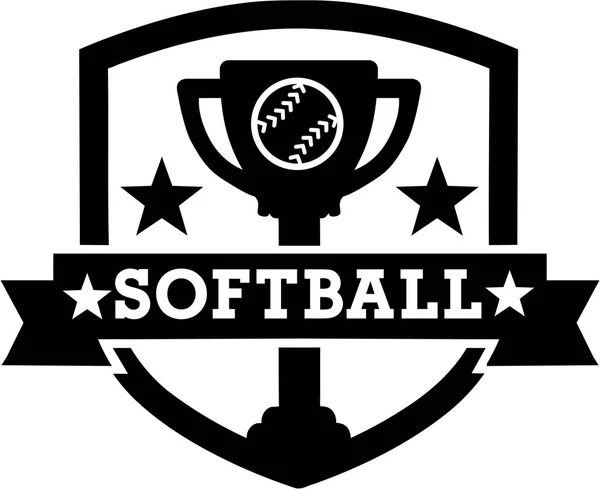 Softball Emblem mit Pokal — Stockvektor