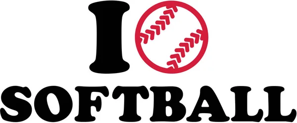 Ich liebe Softball mit Ball — Stockvektor