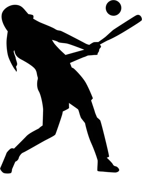 Softball Teig Frau Silhouette — Stockvektor