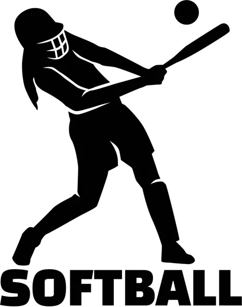 Silueta de softbol con palabra — Archivo Imágenes Vectoriales