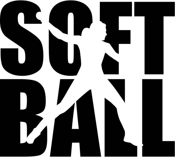 Softball word with silhouette cutout