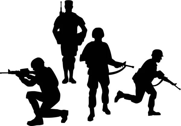 Soldier Group Silhouettes — Stock Vector