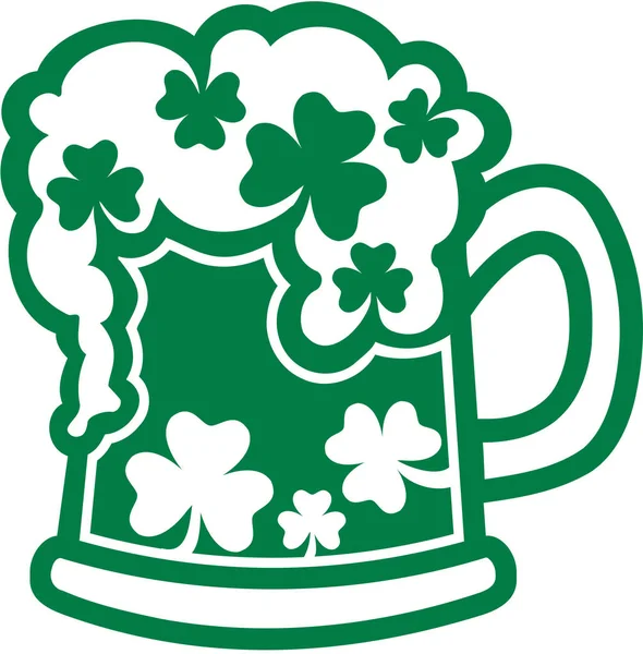 Ein echtes irisches Bier mit Shamrocks — Stockvektor