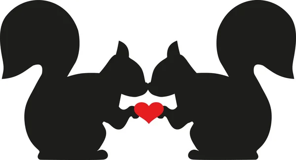 Écureuils amoureux du cœur — Image vectorielle