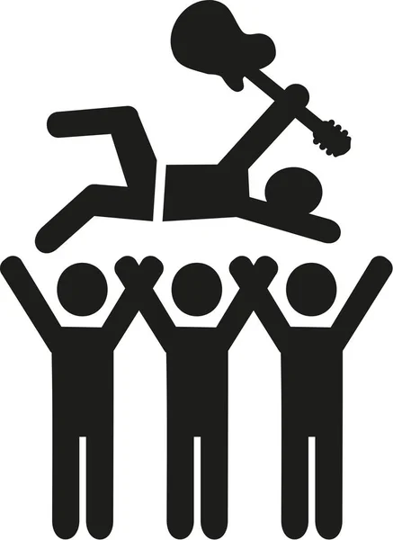 Stagediving with guitar pictogram — Stock Vector