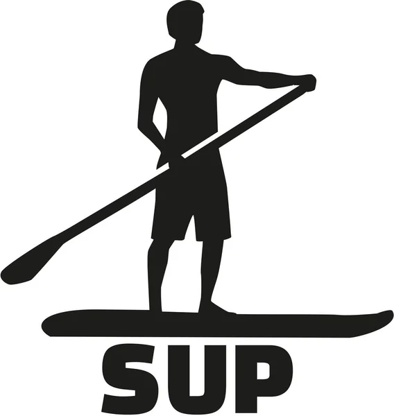 Stand Up Paddling Silhouette mit Sup — Stockvektor