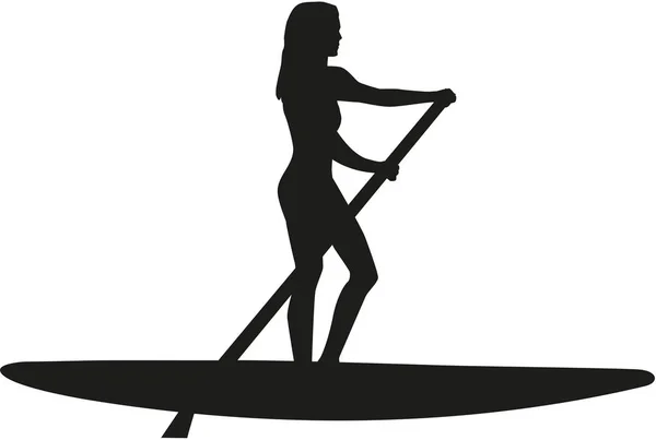 Stand up paddle donna — Vettoriale Stock