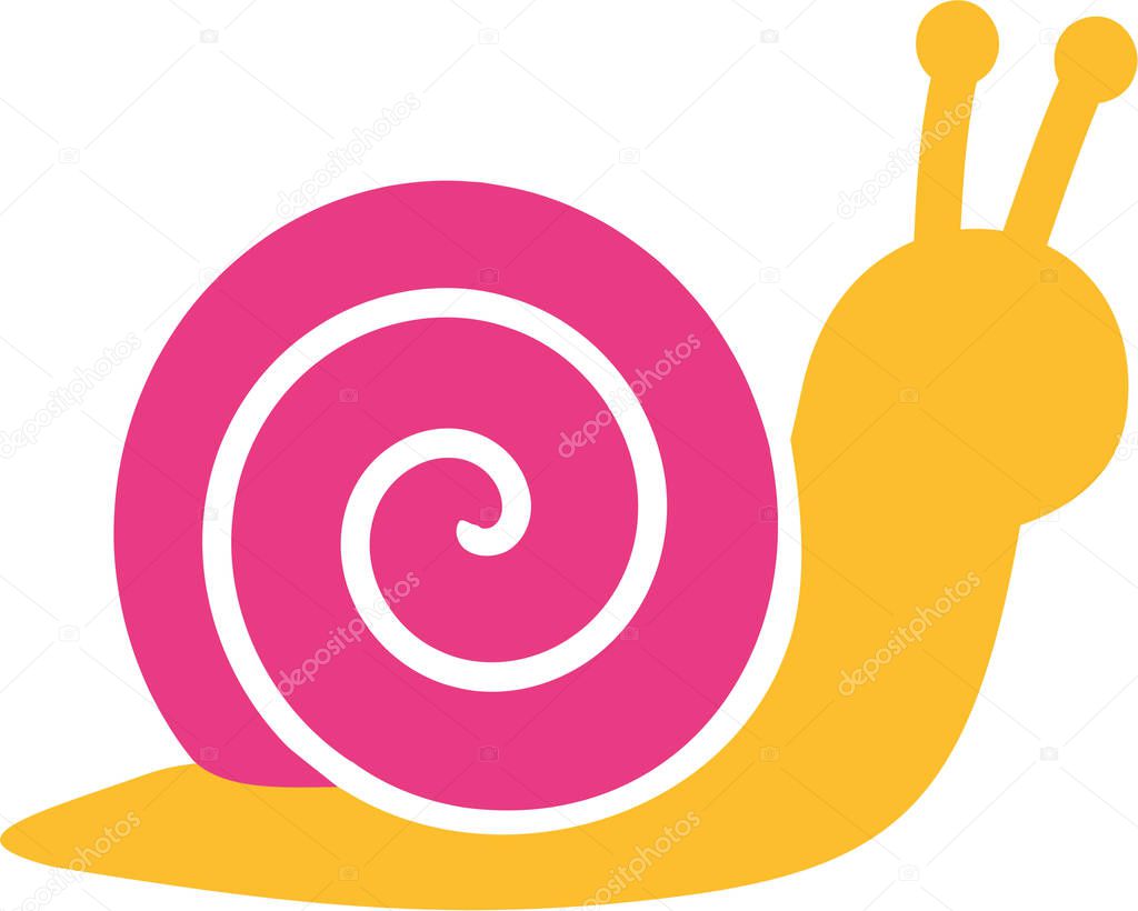 Snail icon in yellow and pink