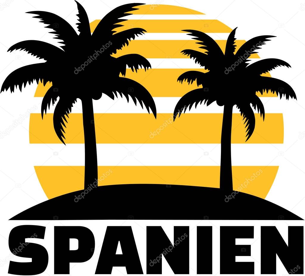 Spain palm with sun. German.