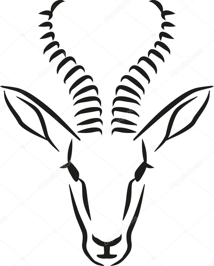 Springbok head caligraphy style