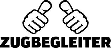 Tren görevlisi başparmak. Alman T-Shirt tasarım.