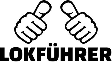 Başparmak sürücü tren. Alman T-Shirt tasarım.