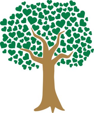 Aşk kalp şeklinde ağaç yaprak