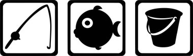 Simgeler çubuk balık kova balık tutma