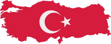 İki renk ile bayrak ile Türkiye Haritası