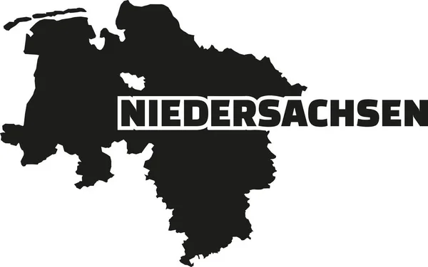 Mapa de Baja Sajonia con título alemán — Vector de stock