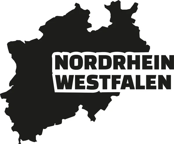 North Rhine-Westphalia map with german title — Stock Vector