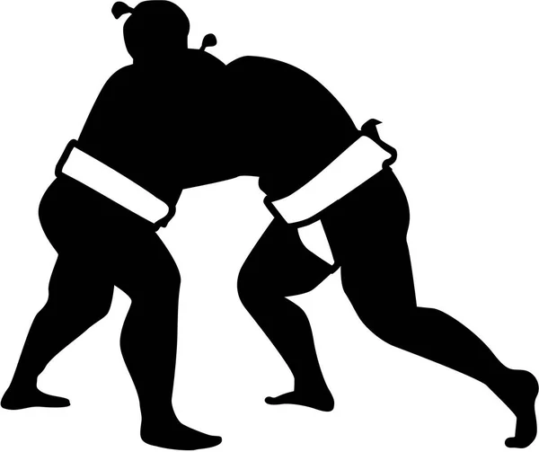 Sylwetka walki Sumo wrestling — Wektor stockowy