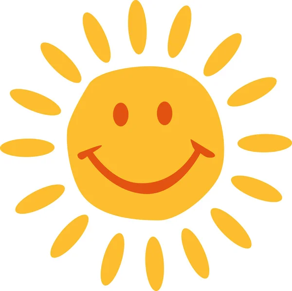 Sun with smiling face — Stock Vector