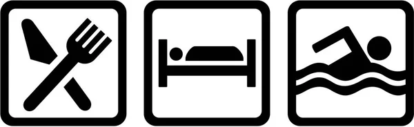 Nager avec manger des icônes du sommeil — Image vectorielle