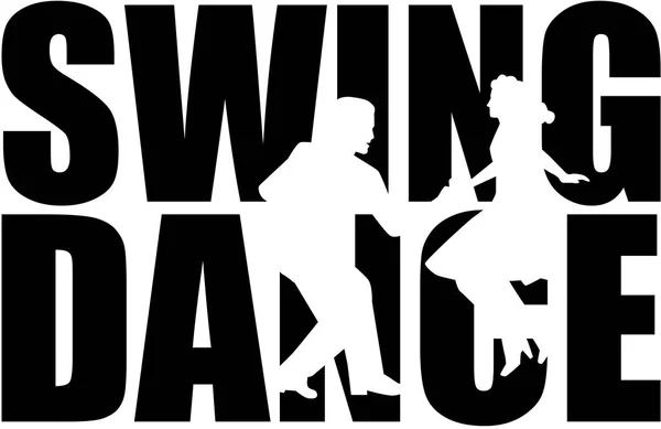 Swing χορού λέξη με ζευγάρι cutout — Διανυσματικό Αρχείο