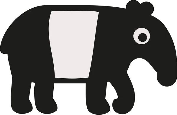 Niedlich und einfach Tapir in schwarz und weiß — Stockvektor